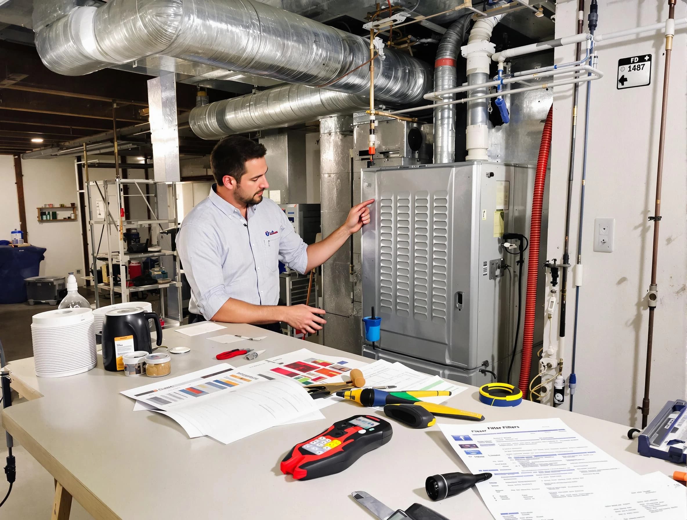 Wellsville Air Duct Cleaning inspector conducting detailed filter system evaluation using professional diagnostic tools in Wellsville