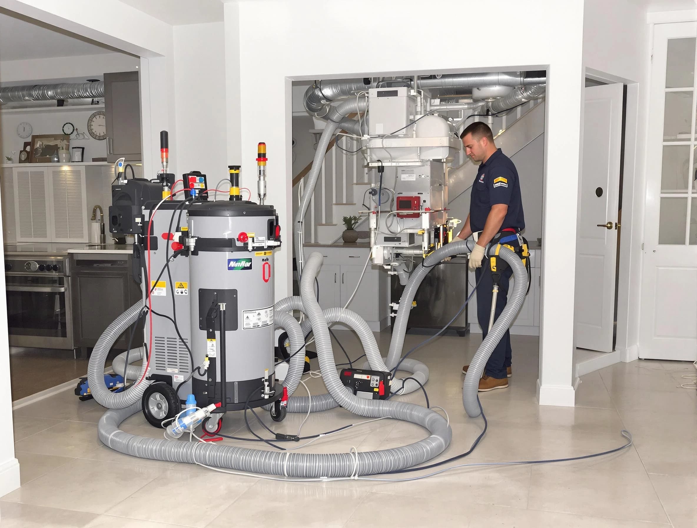 Wellsville Air Duct Cleaning technician operating negative pressure cleaning equipment for thorough duct maintenance in Wellsville