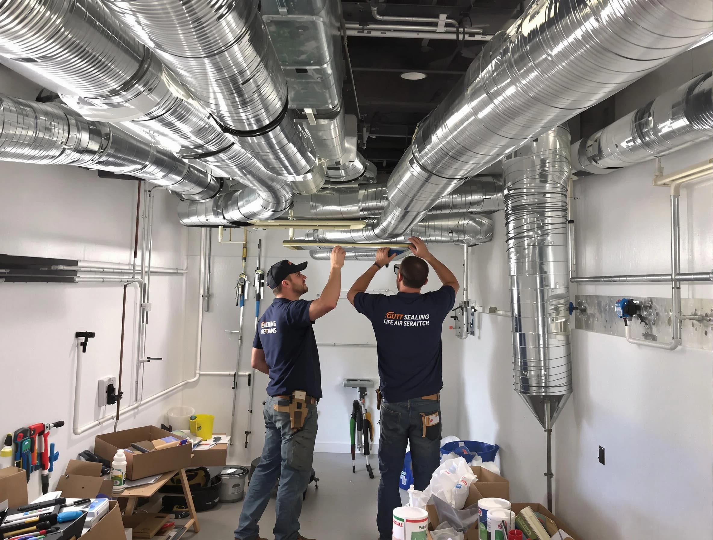 Wellsville Air Duct Cleaning technician applying professional duct sealing solutions in Wellsville