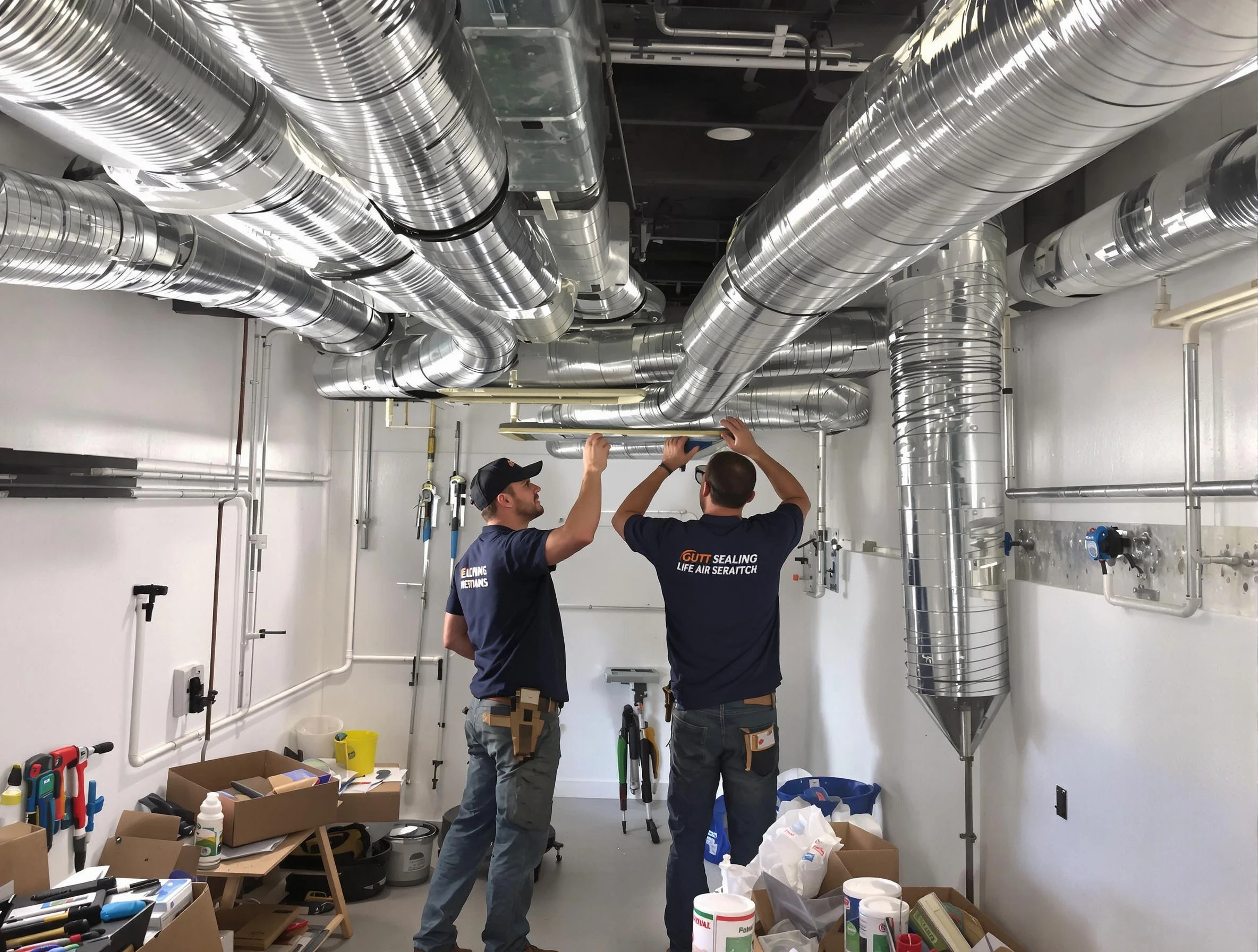 Wellsville Air Duct Cleaning technician applying professional duct sealing solutions in Wellsville
